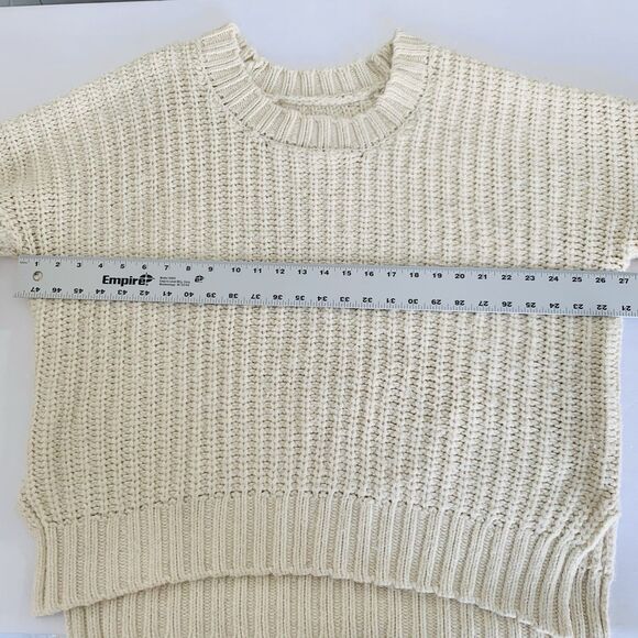 Aerie Offline Sweater Women M Cream Oversize Chunky Knit Thumb Holes Cozy Preppy - Picture 5 of 13